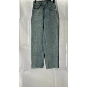 IN/CO Women's Light Blue Asymmetrical Waist Denim Straight-Leg Jeans SZ 23